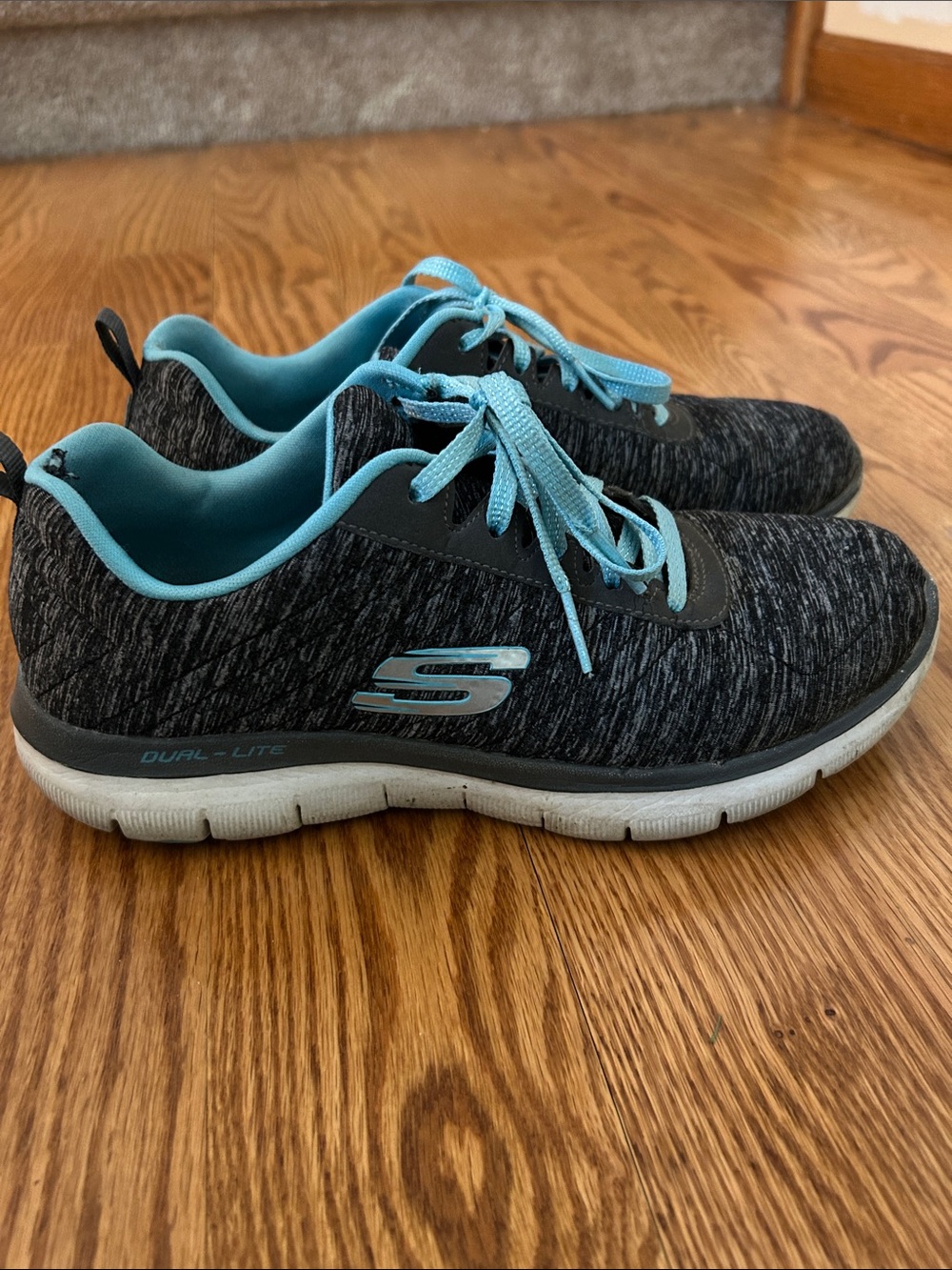 Skechers Gray Sneakers Dual-Lite with Aqua Accents